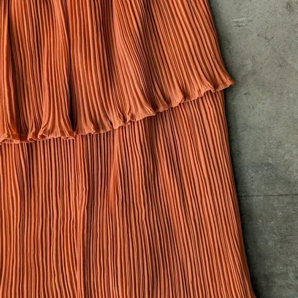 Baltic Born Zarra Spice Pleated Dress Maxi Orange medium NWT